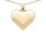Puffed Heart Pendant Necklace in 14K Yellow Gold with Chain